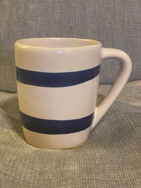 Vintage RRP Co Pottery Mug Roseville USA Blue Striped #303-K